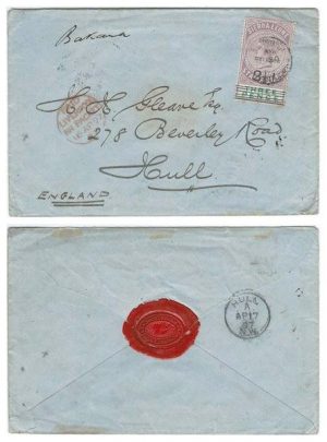 Sierra Leone 1897 Freetown Env > Hull, England Bearing 2