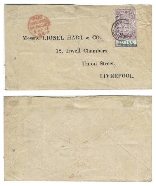 Sierra Leone 1897 Freetown Env Single Ltr Rate > Liverpool, England Bearing 2