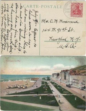 Germany 1911 "Hamburg-Philadelphia" Deutsche Seepost PPC > New York Bearing 10pfg Adhesive; VERY RARE & VERY FINE
