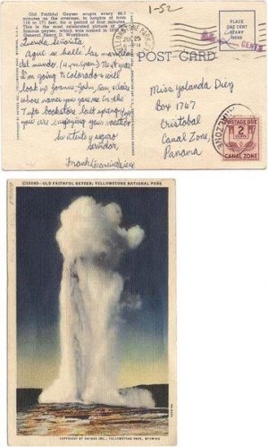 Canal Zone 1952 Incoming PPC ex US > Cristobal Charged 2