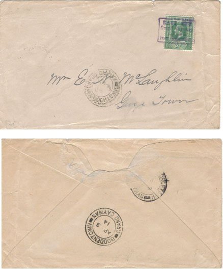 Cayman Islands 1914 Boddentown Internally > Georgetown Env Bearing