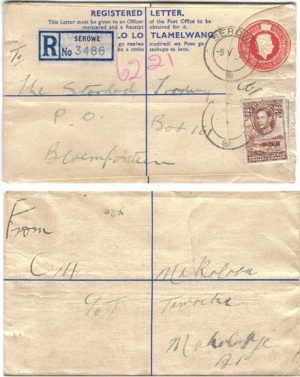 Bechuanaland 1952 Serowe REG PSE H&G C18a Uprated 2d > S Africa