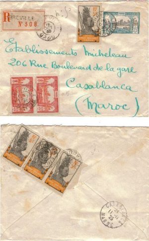 Gabon 1925 Libreville PSE H&G B9 REG & Uprated 80c > Casablanca RARE