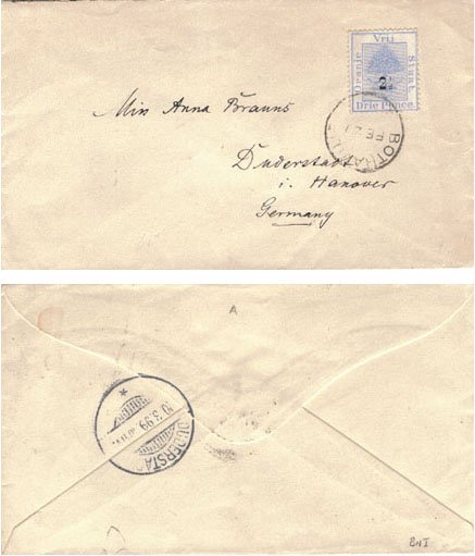 South Africa Orange Free State 1899 Bothaville > Germany Bearing 2