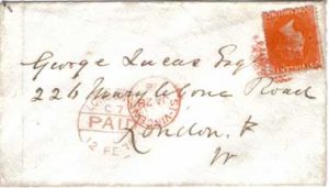St Vincent 1878 Env > London Bearing 1Sh (SG24) 'A10' Cancel ex Jaffe