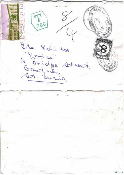 St Lucia 1971 Castries Local Delivery Short-Paid w/1