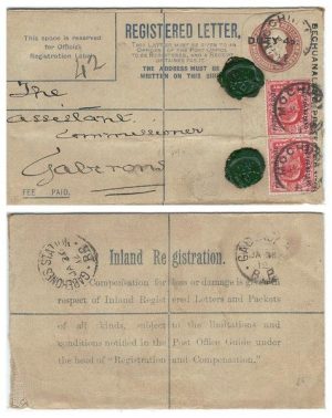 Bechuanaland 1912 Mochudi 4d REG PSE H&G C9 Size F Internal > Gaberones Uprated 1d Pair KEVII Adhesives SG74; VERY FINE & SCARCE