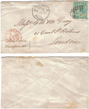 Bermuda 1871 St Georges Sent > London via Halifax Bearing 1 Sh, BERMUDA