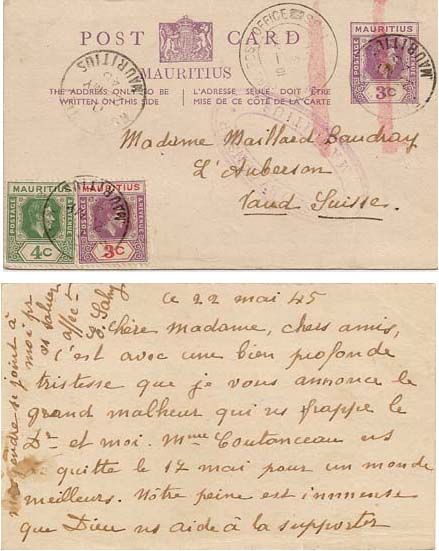Mauritius 1945 Rose Hill 3