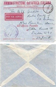British Somaliland 1946 Hargeisa Official ex Signal Coy > England SCARCE