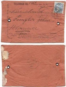 Burma c1880 Rangoon Official Telegram Bearing
