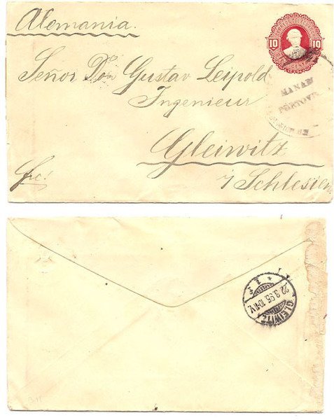 Ecuador 1895 Manam 10c PSE H&G B11 > Germany Tied by Large CDS; SCARCE