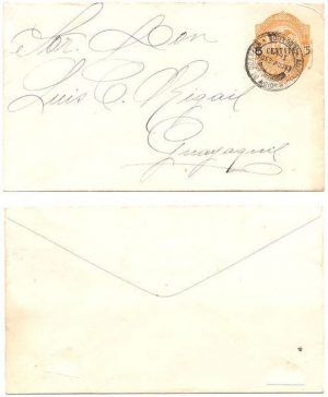 Ecuador ca1891 Encomienda 189 5c on 10c PSE H&G B4a Internally > Guayaquil Tied by VF Dbl Circle Cancellation; VERY SCARCE