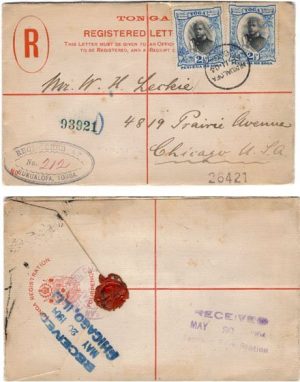 Tonga 1904 Nukualofa REG PSE H&G C9 Uprated 5d > US - RARE