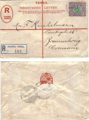 Tonga 1932 Haapai REG PSE H&G C20 Uprated 4d SG 45 > Germany