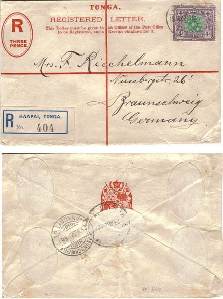 Tonga 1932 Haapai REG PSE H&G C20 Uprated 4d SG 45 > Germany