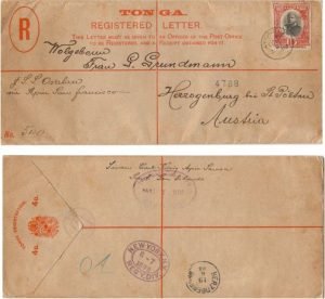 Tonga 1898 Nukualofa REG PSE H&G C8 >Austria Bearing 10d SG 49 RARE
