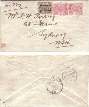 Tonga 1894 Nukualofa Single Ltr Rate > Sydney Bearing 1d Pair,