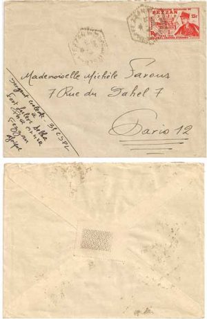 Fezzan 1949 Sebha Surface Mail > Paris Bearing Yv50 ex Military