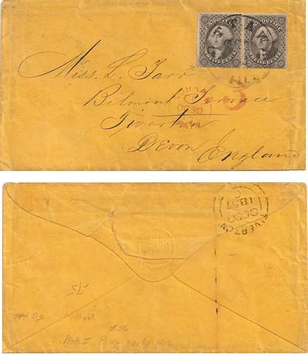 United States 1857 Ottawa ILL Env > England Bearing 12