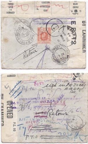 Mauritius 1943 Curepipe "On Active Service" Env Censored > Malta via FPO 746 > ME w/ 12