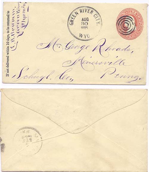 United States 1885 Green River City (DPO 1868-87) 2