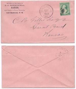 United States 1888 San Marcial (Socorro County), New Mexico [Territory] Corner Env > Great Bend, KS Bearing 2