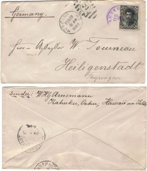 Hawaii 1893 Kahuku Oahu > Germany Franked 12