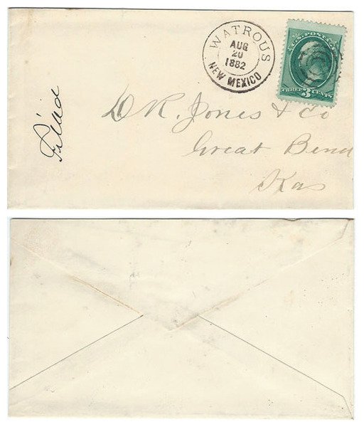 United States 1882 Watrous New Mexico (Mora County) Env > Great Bend KS Bearing 3