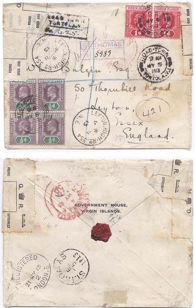 Virgin Islands 1913 Road Town Env REG > England Bearing