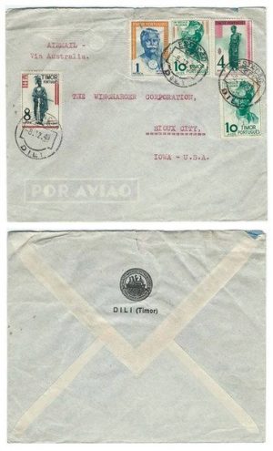 Timor 1949 Dili Env Airmail > US Bearing Scarce 1.32 Franking Tied by Dbl Circle CDS; SCARCE & VERY FINE