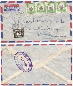 Rhodesia Southern 1960 Abercorn Airmail > Salisbury Bearing