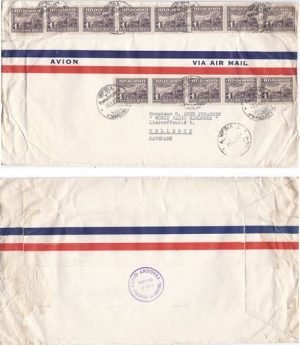 Andorra 1951 Vieja Andorra Large Env Airmail ex "Radio Andorra" > Denmark Bearing 1Pta Strps 8 & 5 Sc C1; RARE FRANKING