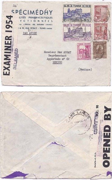 Bermuda 1940 Tunisia Env Airmail Censored & Condemned at Bermuda > Mexico, Released After WWII; RARE USE