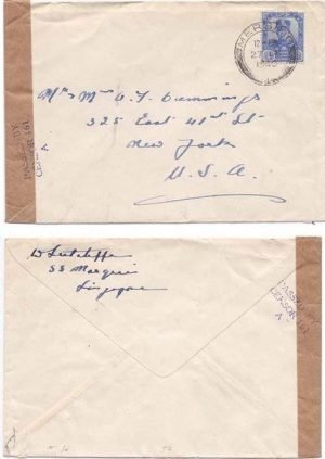 Malaya Johore 1940 Mersing Env Censored > US Bearing 12