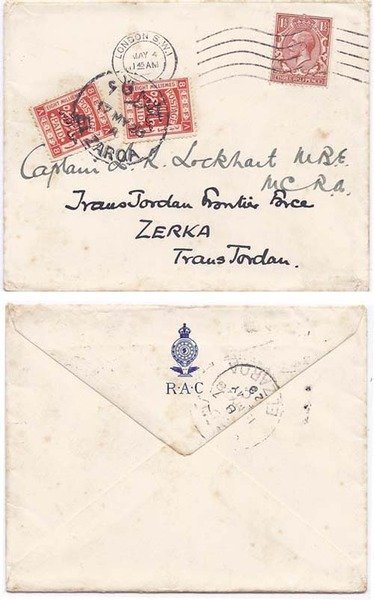 Jordan 1928 Incoming Env > Zerka, Jordan ex GB Bearing 1