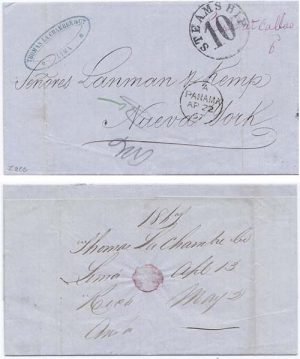 Peru 1867 Callao Entire > Lanman & Kemp at New York via Panama w/ "Paid at Callao" Mss & STEAMSHIP "10" Hand-stamp; RARE & VERY FINE EXHIBIY QUALITY
