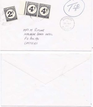 St Lucia 1975 Dennery Env Unpaid Internal > Castries Charged 10
