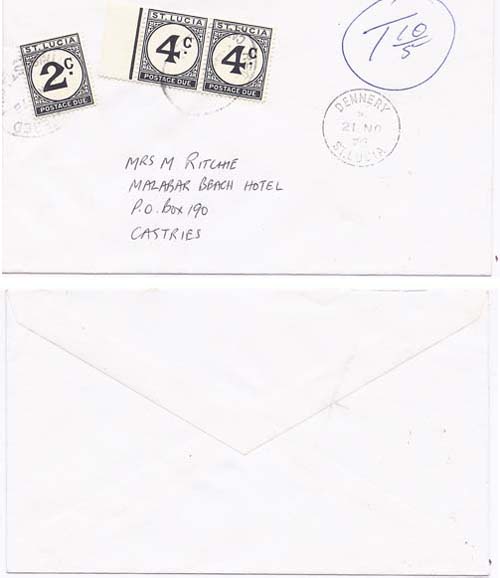 St Lucia 1975 Dennery Env Unpaid Internal > Castries Charged 10