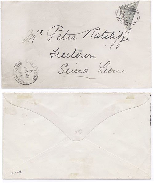 Sierra Leone 1888 Freetown Env Addressed Locally Bearing Unauthorized Bisected 2d Grey Tied w/ "B32" SG30var; RARE & VERY FINE