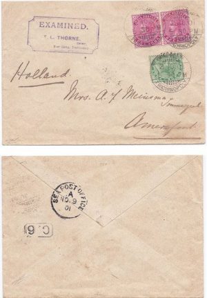 Boer War 1901 Trichinopoly Boer Camp India Env Censored > Holland Bearing 2