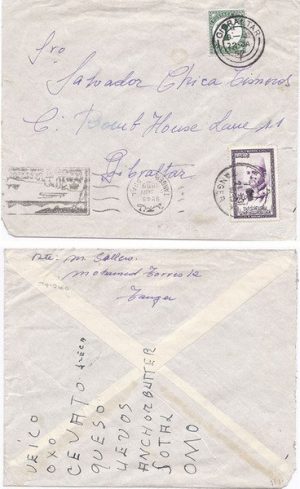 Gibraltar 1959 Incoming Env ex Rangier Fr Morocco > Gibraltar Short-paid & Charged 1d Postage Due SG D1; SCARCE