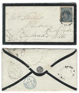 Australia Victoria 1867 Melbourne Mourning Env > England via Suez Bearing 6d Adhesive w/ Encl Ltr Discussing the South Australian Northern Territory Exploration Expedition; Extrordinary Content; RARE & VERY FINE