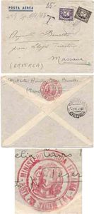 BOFIC 1943 Incoming Unpaid Env ex Italy > Massaua Eritirea Charged 5d Postage Due w/ MEF Ovpts RARE